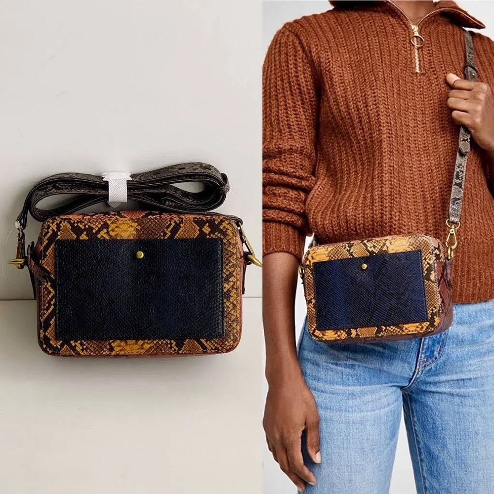Madewell snake skin transport camera bag